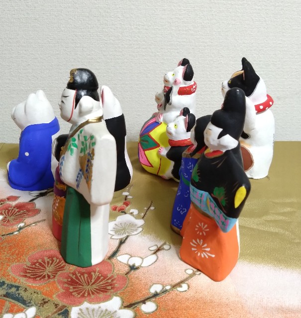 招き猫1の4・25の5【京都・滋賀】伏見人形・小幡人形 - 郷土玩具