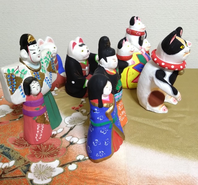 招き猫1の4・25の5【京都・滋賀】伏見人形・小幡人形 - 郷土玩具