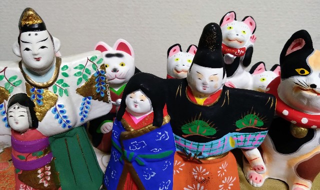 招き猫1の4・25の5【京都・滋賀】伏見人形・小幡人形 - 郷土玩具