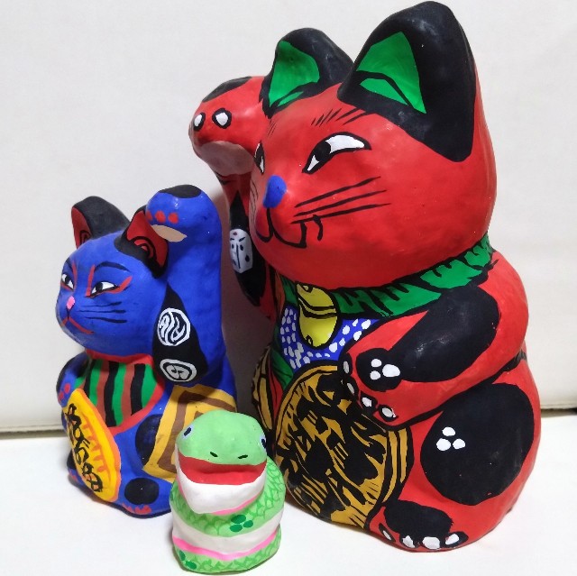 招き猫100の8【埼玉】春日部張子/玩古庵 - 郷土玩具/招き猫十八番