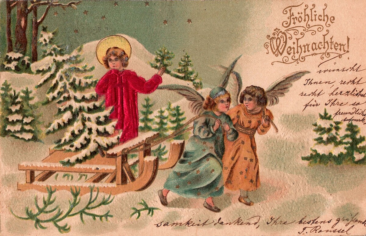 アンティークフレームC★1920年代超希少なエイナルネイマンのサンタカード入り お祖母様へのクリスマスカード - マン・レイと余白で