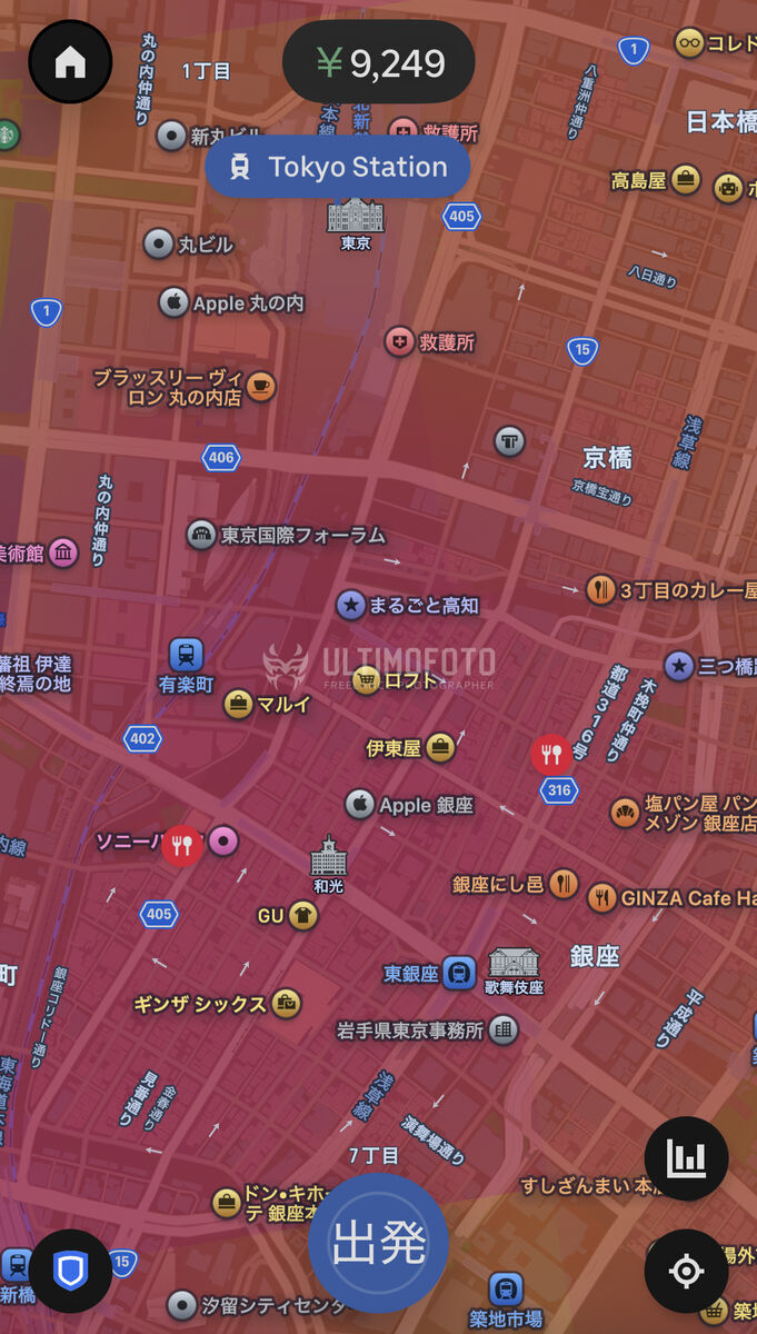 Uberやロケットナウで稼働しているエリアはこの辺りの中央区