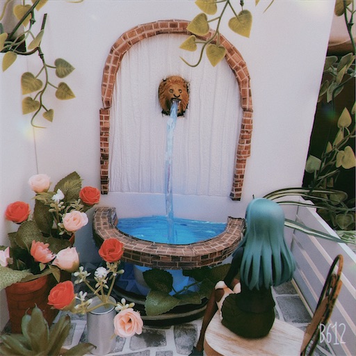 野獣 壁泉 ジオラマ ドールハウス ガーデン