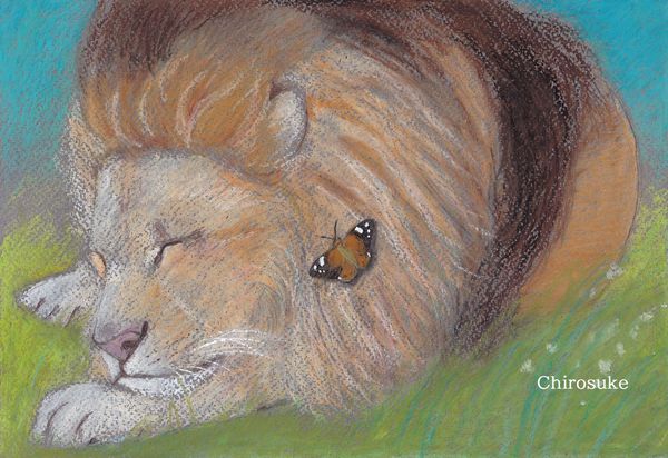 Lamyosan クラウンと犬 パステル画 105/125 パステル画 春を待つ - ちろとまろんの水彩画