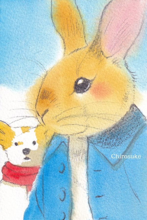 ピーターラビットの水彩画 ピーターラビット肖像 絵本アートポスター | Poster Store JP