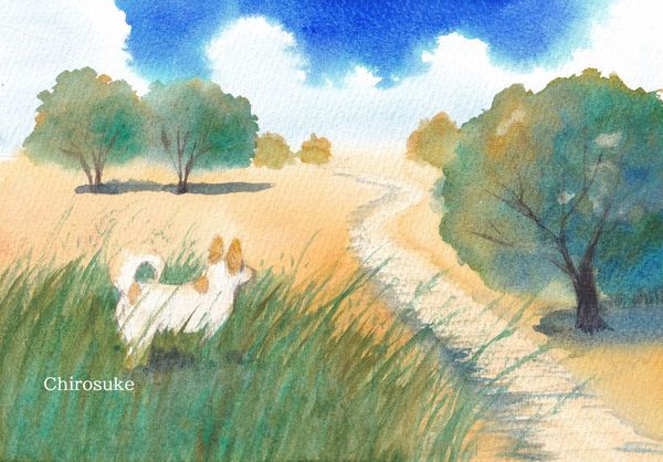 水彩画 キツネ - ちろとまろんの水彩画