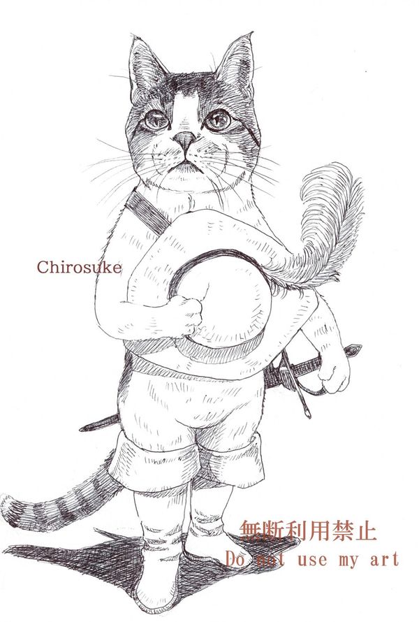 ボールペン画 童話×ねこ - ちろとまろんの水彩画