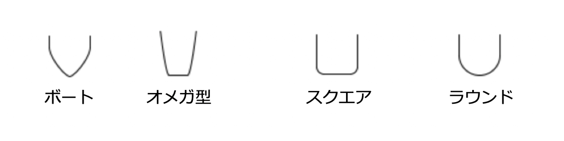 剣先は、ボート、オメガ型、スクエア、ラウンドの4種類