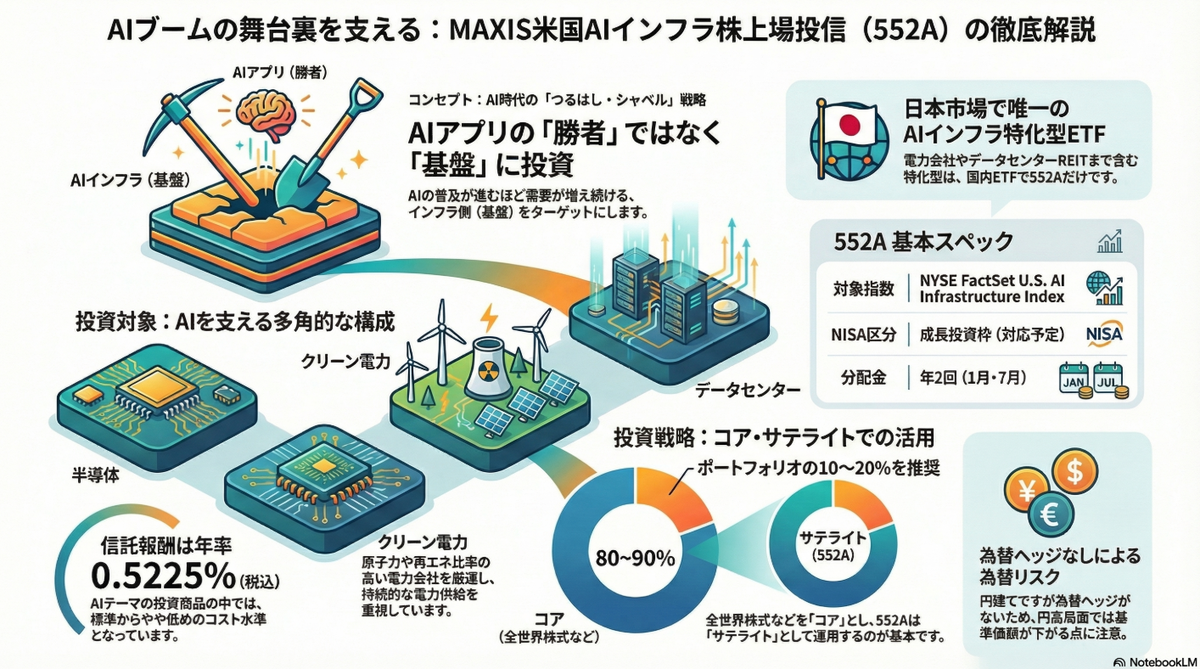 MAXIS米国AIインフラ株ETF（552A）とは？｜信託報酬・構成銘柄・ピック＆ショベル戦略をわかりやすく解説 - まるいの日記