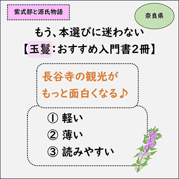 おすすめ入門書,紫式部と源氏物語,長谷寺観光と玉鬘神社