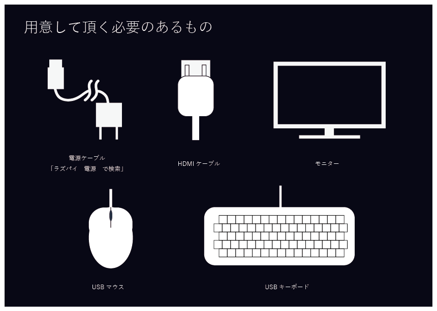 用意していただく必要のあるもの