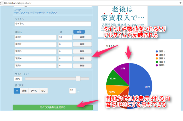 円グラフの作成ツールについて Masalibの日記