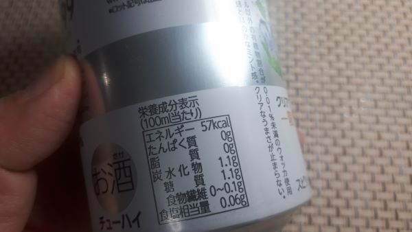 サッポロ「99.99クリアアイス」の栄養成分表
