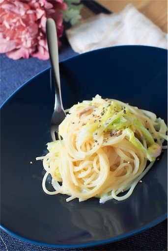ワンポパ♪ワンポットパスタで白菜とツナのクリームパスタのレシピ。生クリームなしです!の紹介