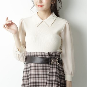 シフォン切り替えニット