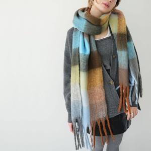チェック柄モヘアストール