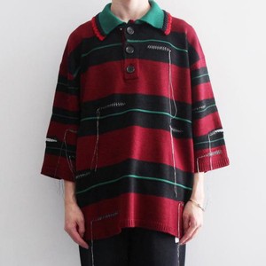 ボーダー柄ポロニット