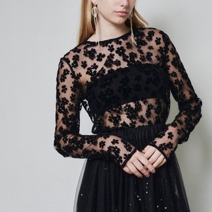 花柄シアートップス