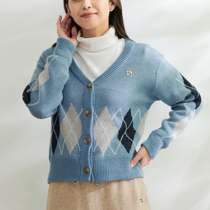 ブルーのアーガイル柄カーディガン ブルーのアーガイル柄カーディガン
