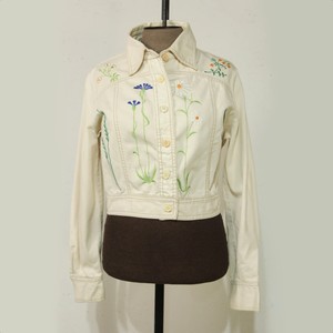 花柄刺繍デニムジャケット