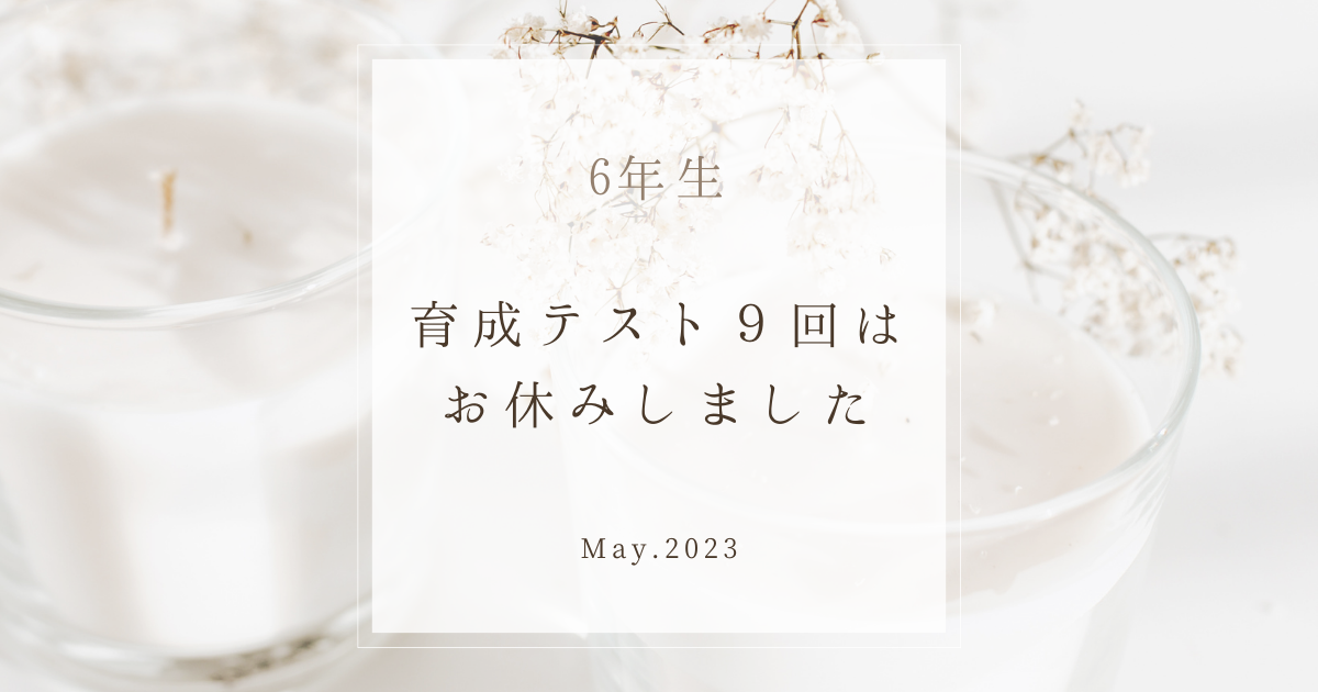 6年生 第9回(5/13) 育成テストお休みしました - 【子育て＆中学受験