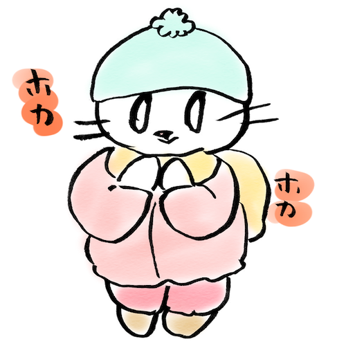 春先のあったかコーデをする猫の無料イラスト 猫の無料イラスト スコちゃん