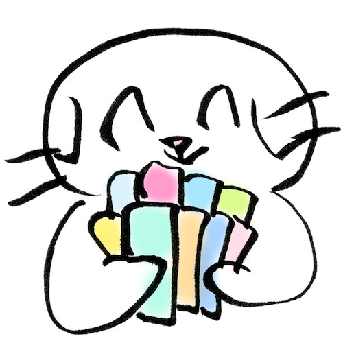 様々な種類のうまい棒を持った猫の無料イラスト 猫の無料イラスト スコちゃん