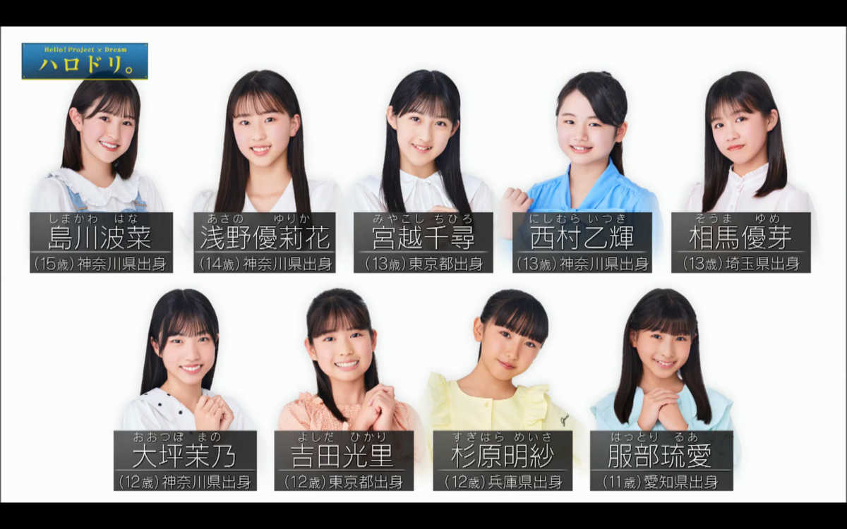 ハロプロ研修生 ハロドリ。 2024.03.04前半】ハロプロ研修生（36期） 新人9名が特技や趣味について語る自撮り映像を大公開！ - メーメー子ヤギ雑感
