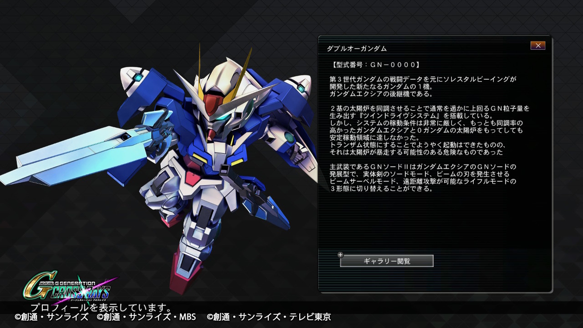 今日のMSはダブルオーガンダム（Gジェネクロスレイズ） - Hobby日記