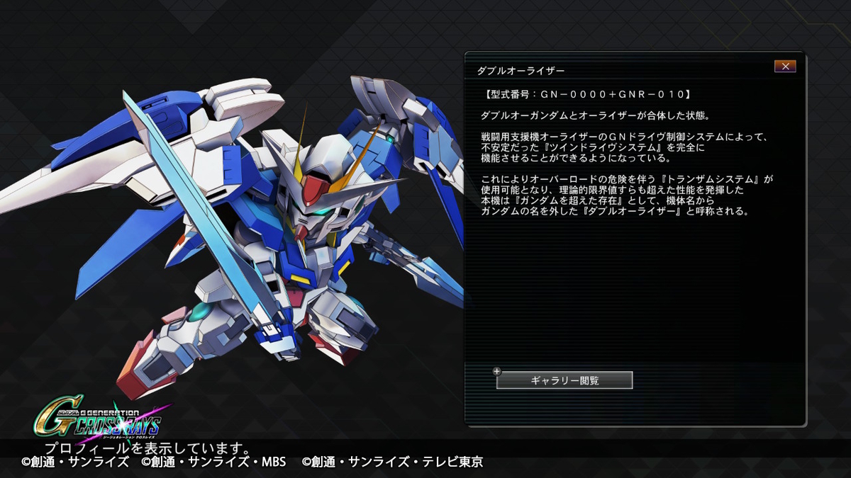 今日のmsはダブルオーライザー Gジェネクロスレイズ Hobby日記