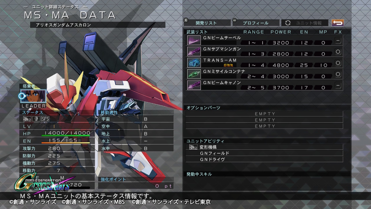 アスカロン 機体性能