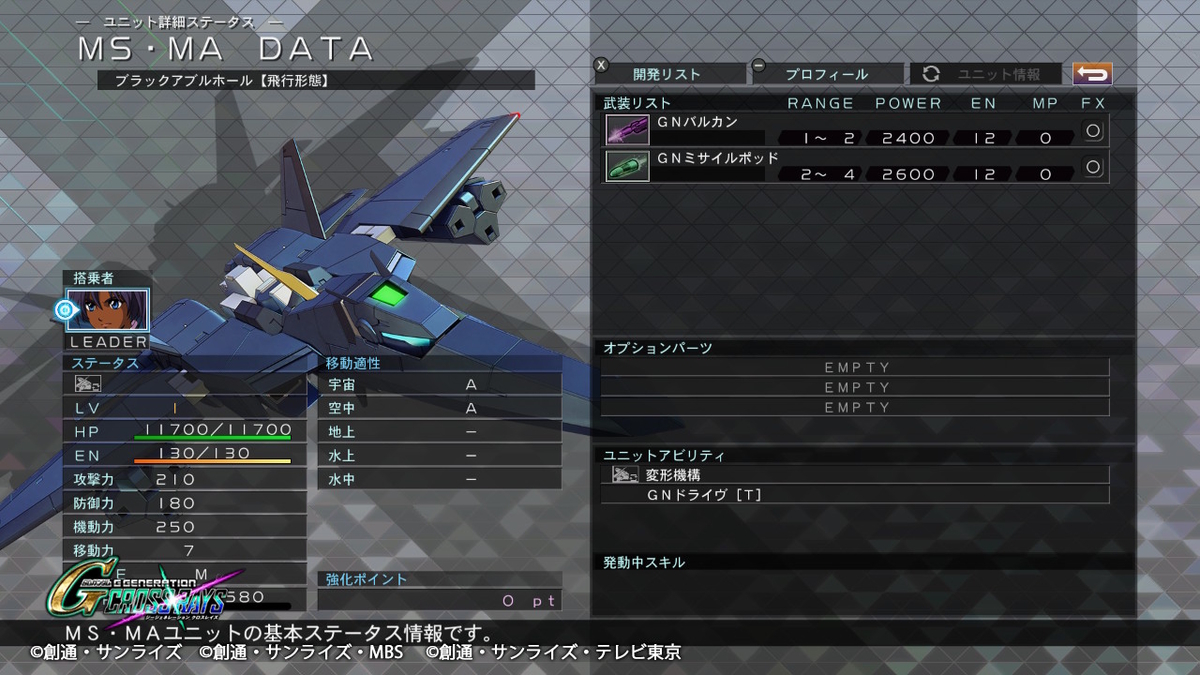 ブラックアブルホール 機体性能