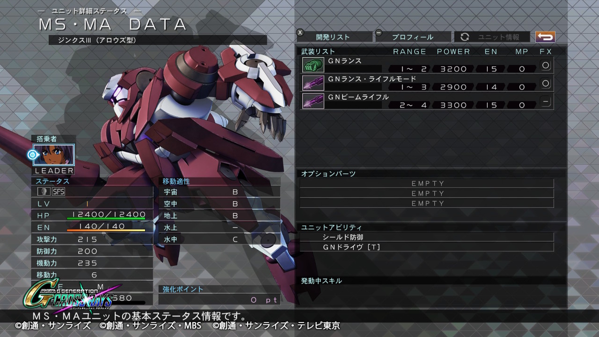 ジンクスⅢ(アロウズ型)機体性能