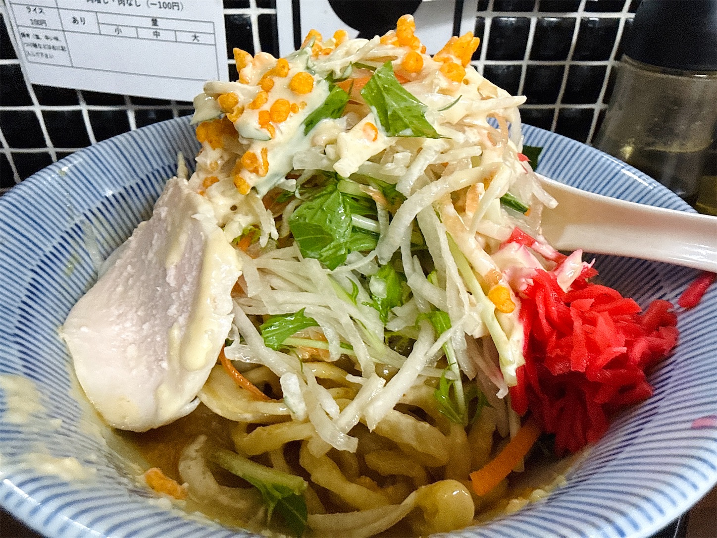 青森県八戸市/らぁ麺 八の風さんで味噌味の二郎系冷やし中華を食べて来