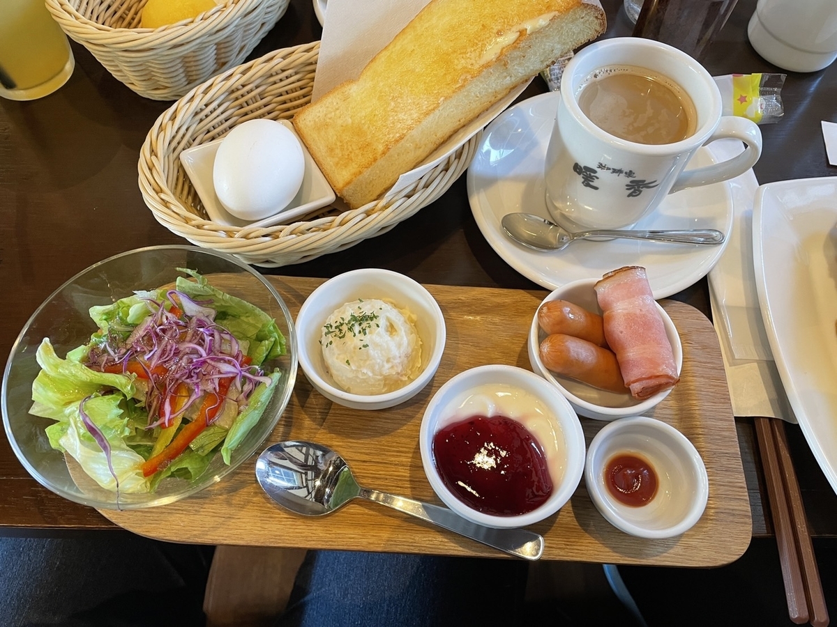 赤ちゃん・子ども連れで行ける半田市にあるカフェ・珈琲家暖香のモーニングメニュー「暖香セット」の内容