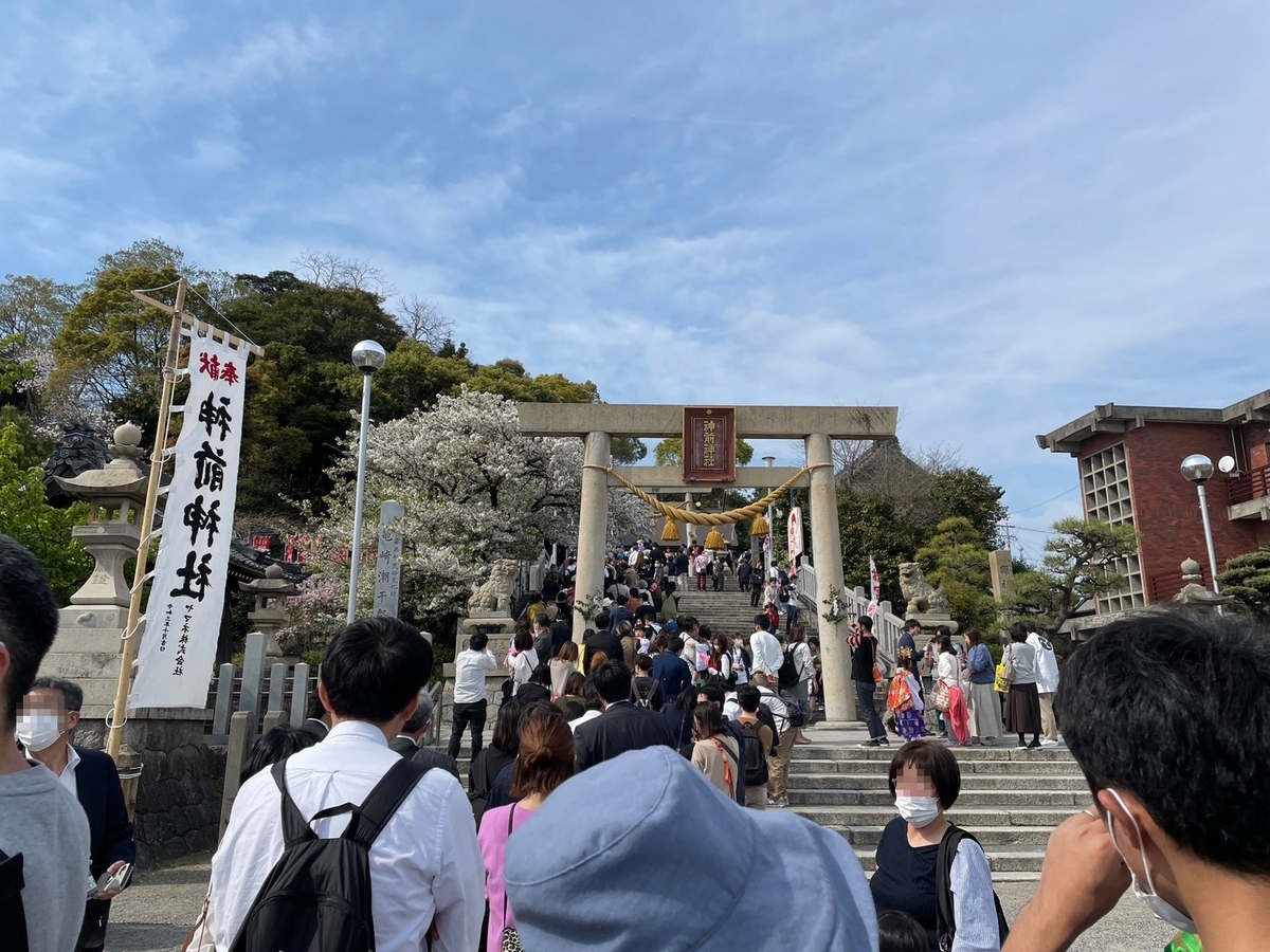 半田市亀崎にある神前神社で行われた稚児行列の参拝列