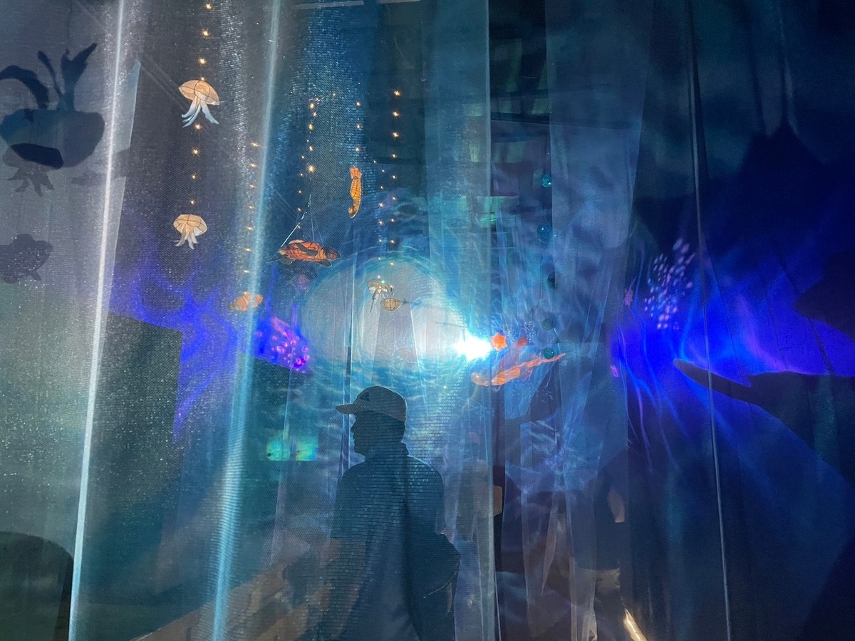 南知多町にある南知多ビーチランドで開催中の光の切り絵とアクアリウムの展示「KIRIETTE AQUARIUM」