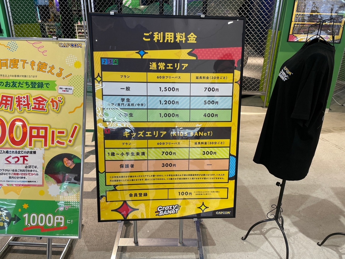 常滑市のイオンモール常滑に入っている屋内遊び場「クレイジーバネット」の料金体系