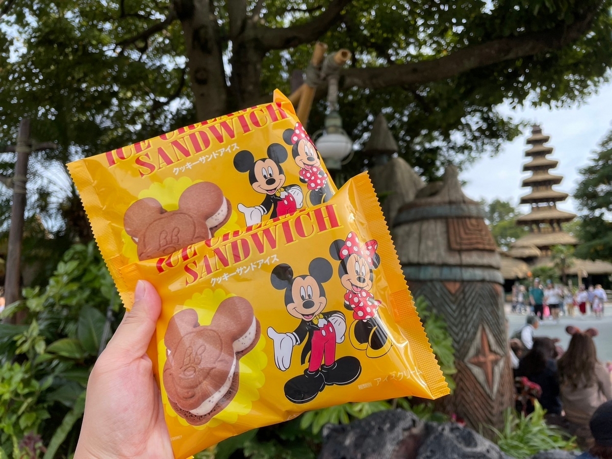 0歳、3歳の初めての子ども連れハロウィンディズニーレポ/ミッキー型のクッキーアイスクリーム