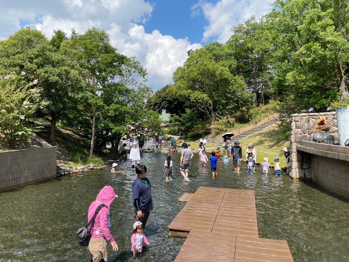 子どもの遊び場｜愛知県安城市にある安城デンパークの水遊びスポット「じゃぶじゃぶ池」の全体