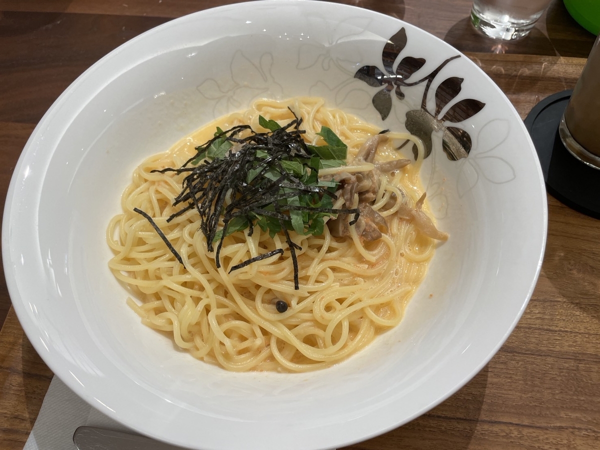 子連れランチ|名古屋市港区にる東京インテリア名古屋本店内にあるカフェ「MOAcafe」の明太子パスタ