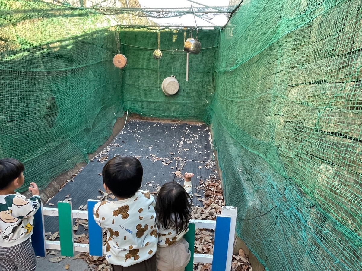 子どもとおでかけ｜恵那峡から車で10分の中津川市にあるストーンミュージアム博石館の石投げあそびをする子ども達