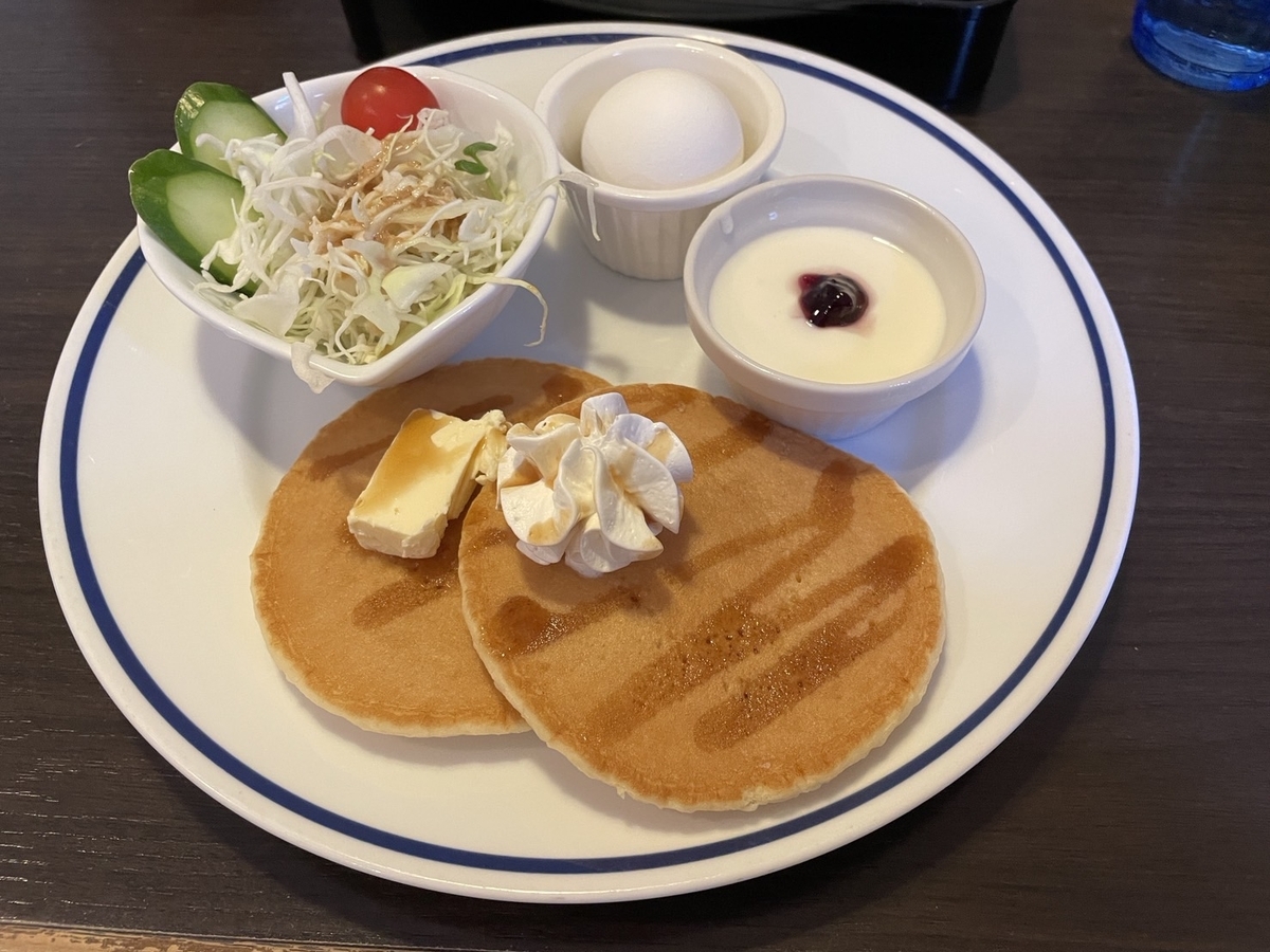 神戸珈琲倶楽部大口店のモーニングメニューパンケーキセット