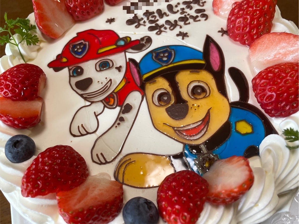 知多半島のデコレーションケーキ｜東海市のラパレットオムテツのパウパトロールイラストケーキチェイスとマーシャル