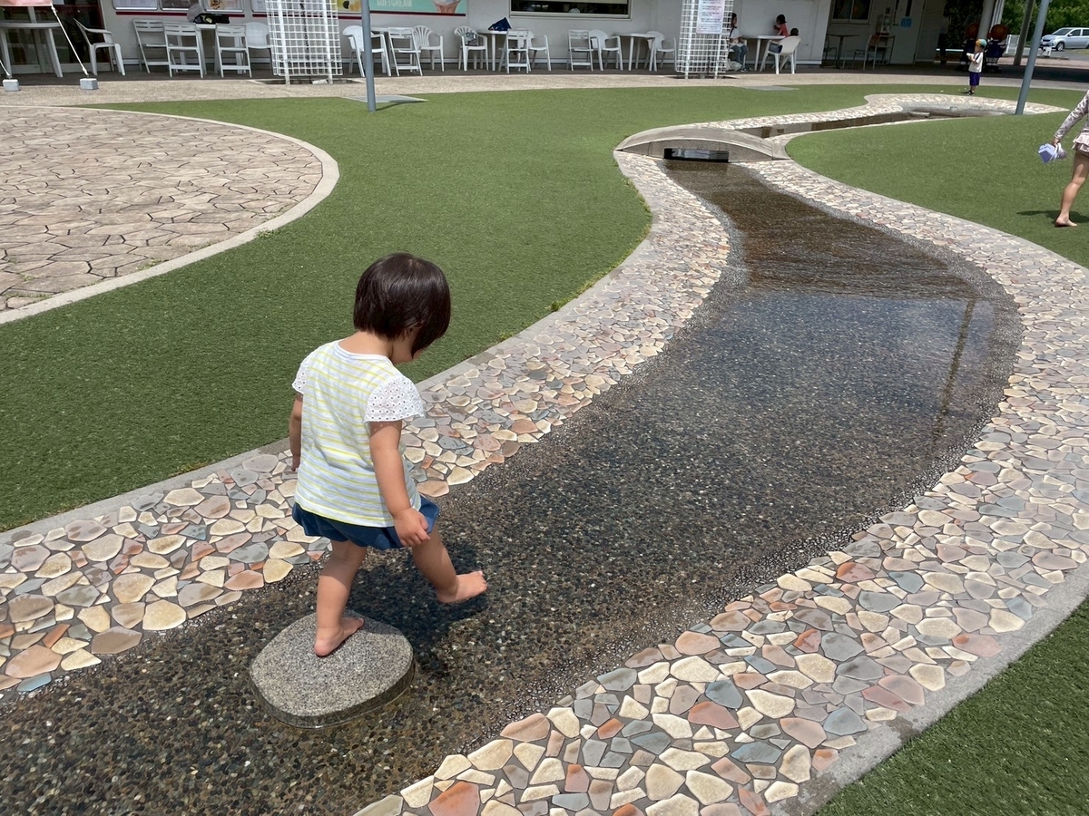 水遊びスポット｜大府市にあるげんきの郷すくすくヶ丘のせせらぎで遊ぶ女の子