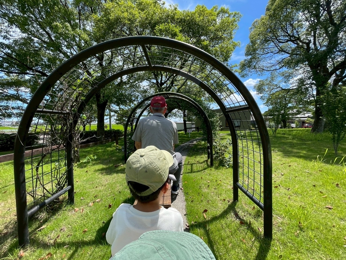 子どもの遊び場｜刈谷市にあるフローラルガーデンよさみのSL乗車体験（トンネル）