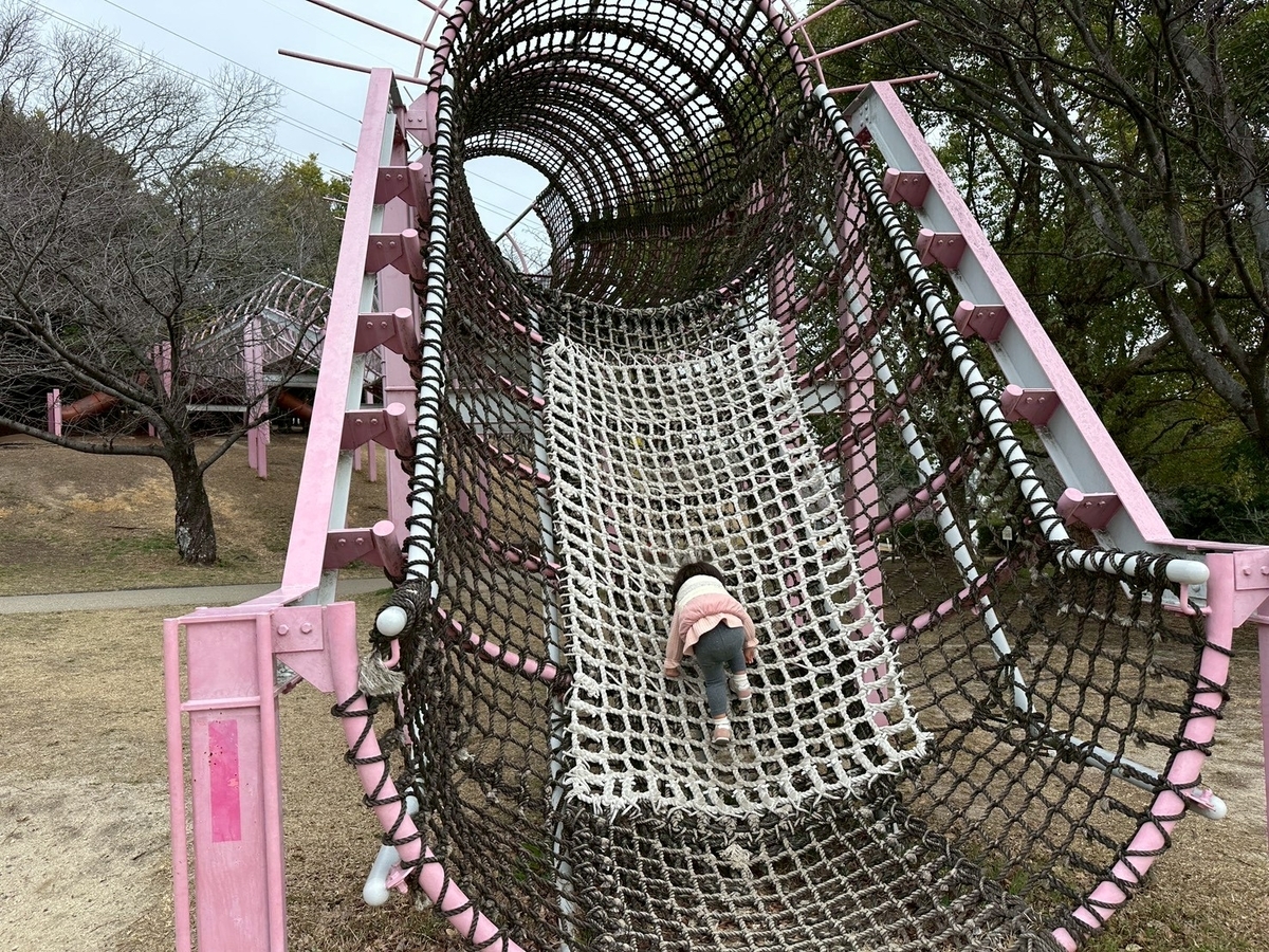 子どもとおでかけ｜ミモザの人気スポット大府みどり公園の遊具で遊び女の子