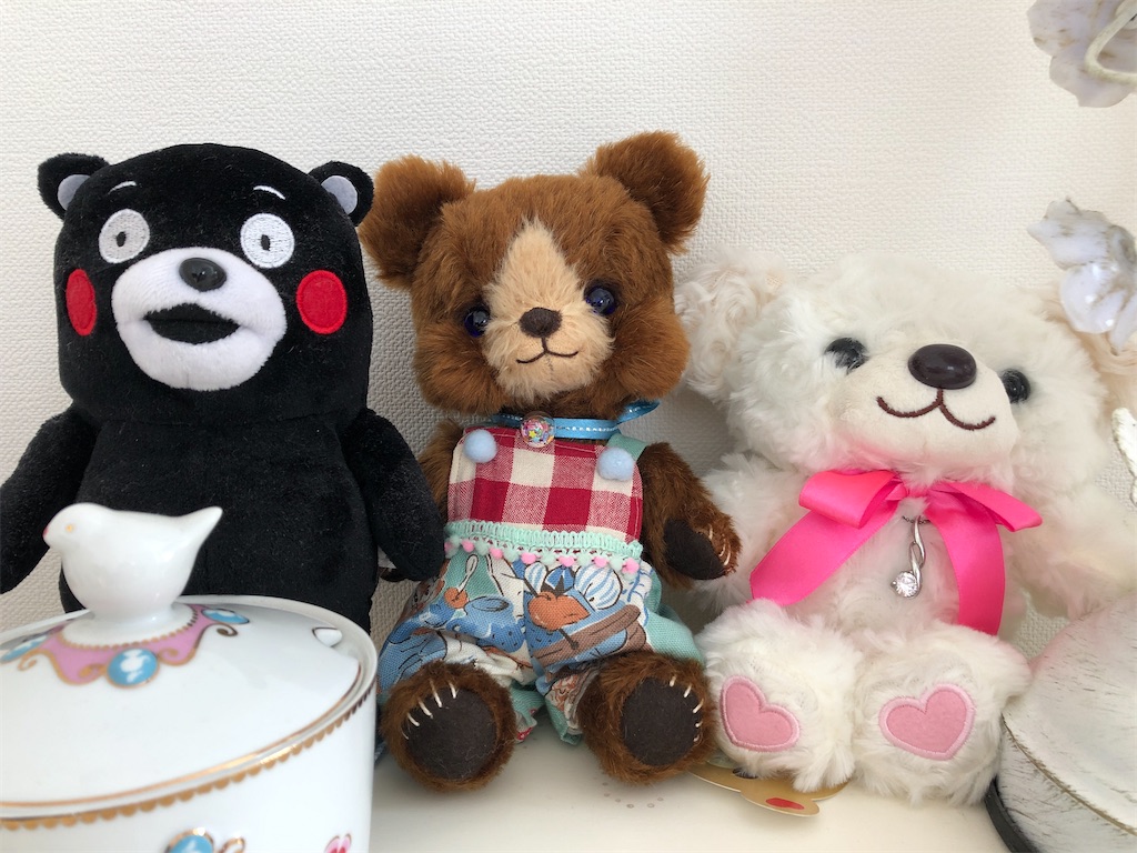 ティアドロップ柄のテディベアのぷくちゃん - 森の住人