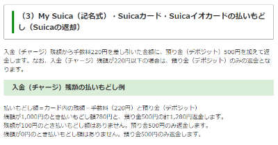 払い戻しの項目抜粋