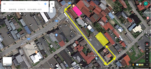 駐車場の場所 航空写真で駐車場の位置を確認